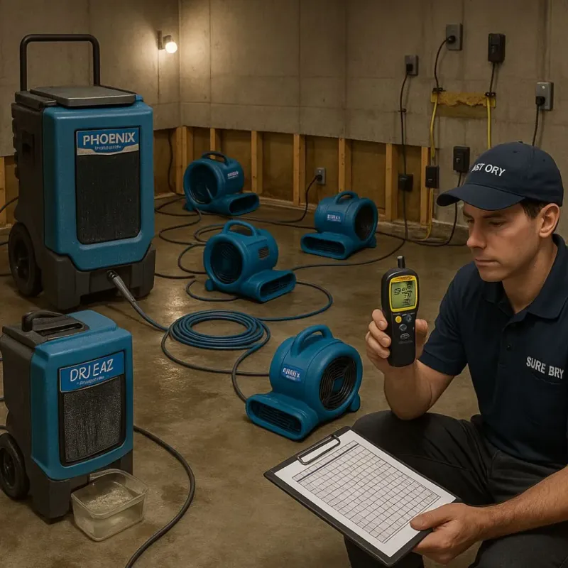 Structural Drying and Dehumidification process in Circle D-KC Estates, TX